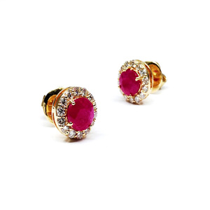 Or 14k brillant abordable pas cher classique élégant fête porter diamant rubis pierres précieuses femmes porter des boucles d'oreilles - Product Image 5