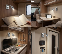 Applique murale LED de lecture pour camping-car avec bras flexible col de cygne 12V, éclairage intérieur monté en surface pour caravane