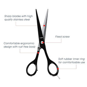Black Color Coated 5.5" Sharp Blade Barber <b>Scissors</b> With Leather Pouch Professional Barber <b>Hair</b> <b>Cutting</b> <b>Scissors</b> - Product Image 4