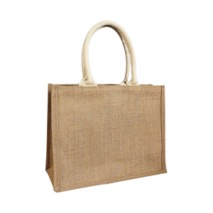 Nouveau design sac en toile de jute de couleur naturelle fourre-tout en jute pour emballage de cadeaux de mariage taille personnalisée impression de logo sacs à provisions en jute - Product Image 1