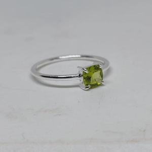 Cushion Peridot Ring 925 Sterling Silver February Birthstone Jewelry Handmade Elegant Gift for Women Vintage Rhodium Plated - Product Image 4