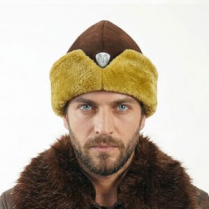 Shark Anatolia Traditional High Quality Genuine Leather Dark Nubuck Breathable Outdoor Ottoman Kayi Tribe Ertugrul Dirilis Hat - Product Image 1