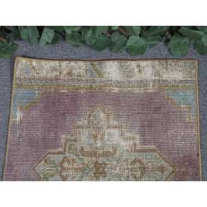 Alfombra Turca de 1.6x1.8 pies, Alfombra, Alfombra Roja de Patchwork de Lana - Product Image 3