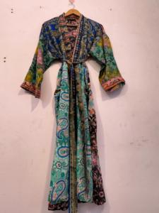 Bata de Kimono de seda de retazos para mujer, bata de novia de lujo de talla grande, ropa de descanso de luna de miel Bohemia, ropa de lujo de verano - Product Image 3