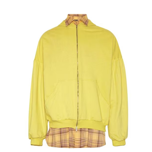 Sudadera con capucha de moda de color liso con cremallera Sudadera con capucha amarilla personalizada para hombres Sudadera con capucha de lana de invierno cálido para actividades al aire libre - Product Image 1