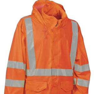 Chaqueta Impermeable de Talla Grande para Hombre con Cuello Alto, Abrigo Transpirable Tejido con Detalles en Piel de Vaca - Product Image 1