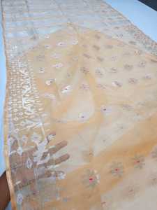 Nouvelle arrivée Deshi Dhakai Orange Jamdani Sharee qualité d'exportation pour les femmes JAMDANI TISSU ROUGE VERT Doré Bleu ciel du Bangladesh - Product Image 4