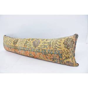 Oreiller en laine Patchwork Kantha bohème or de luxe 12x48 pouces brodé Floral Vintage carré imprimé tissé tufté pour Noël - Product Image 4