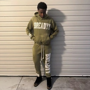 Sudaderas con capucha sueltas de algodón de peso pesado Unisex, conjunto de pantalones de chándal apilados, chándal de gran tamaño, conjunto de sudadera y Jogger personalizado - Product Image 4