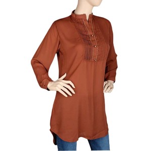 Top de Encaje y Georgette para Mujer - Marrón - Product Image 2