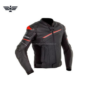 Blouson de moto pour homme en cuir noir/cordura de qualité supérieure – Blouson de motard de course protecteur avec panneaux réfléchissants - Product Image 1