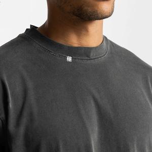 Manches longues nouvelle couleur unie à manches longues hommes coton fait t-shirts gris teint matériel Logo personnalisé à manches longues t-shirts - Product Image 4