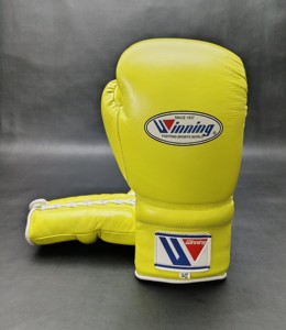 Gants de boxe gagnants jaunes lacés personnalisables de haute qualité Entraînements d'arts martiaux Pro-Winning en cuir véritable - Product Image 5