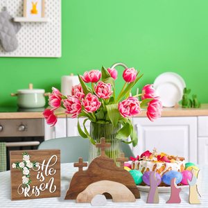 Decoración de resurrección de madera de Pascua, juego de escena de Natividad para mesa de Jesús cristiano, decoración de encimera, regalos, juego de Natividad De Pascua - Product Image 2