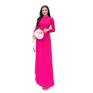 Robe Ao Dai asymétrique tissée à la main, personnalisée, vintage, traditionnelle vietnamienne pour femme, motif léopard, infroissable - Product Image 1