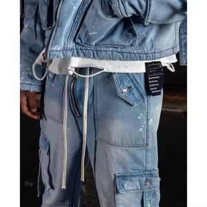 Conjunto de Chándal de Mezclilla Extra Grande para Hombre, Pantalones Anchos y Sudadera con Capucha, Ropa Urbana de Dos Piezas, Chaqueta Holgada con Capucha y Pantalones Jogger - Product Image 5