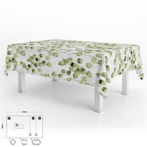 Tovaglia rettangolare in tela cerata antimacchia, 140 x 250 cm. Foglie verdi. - Product Image 1