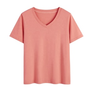 Camiseta de algodón suave con cuello redondo de corte Regular de alta calidad para mujer, color personalizable, transpirable, secado rápido, sólido, Primavera/Verano - Product Image 3