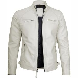 Chaqueta de Cuero Vacuno con Cuello Alto y Cremallera para Hombre, Otoño Invierno, Casual, Impermeable y Ecológica - Product Image 2