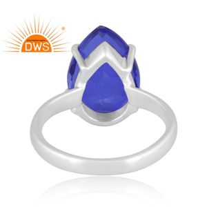 Hot Selling Fine Sterling <b>Silver</b> Doublet Tanzanite Quartz Gemstone <b>Statement</b> <b>Ring</b> Custom Jewelry Manufacturer - Product Image 4