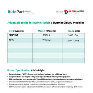 Señal de guardabarros derecho para Renault Trafic 3, Opel Vivaro 2 (envío desde el fabricante de Turquía) Código de producto: LGH2232 - Product Image 4