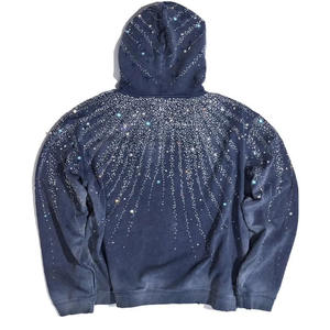 Sweat à capuche en strass, entièrement personnalisé, de haute qualité, sweat à capuche en strass ample, entièrement en tissu, sweat à capuche à manches longues en strass - Product Image 2