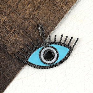 Collier avec pendentif œil maléfique |   Charme pour les yeux en émail bleu avec diamant CZ |   Bijoux de protection pour femmes et hommes - Product Image 4
