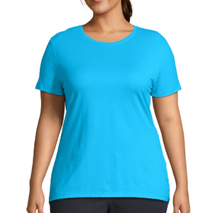 Camiseta de talla grande para mujer, Camiseta 100% algodón Color liso 180 Gsm con Logo OEM personalizado de manga corta con cuello redondo - Product Image 6
