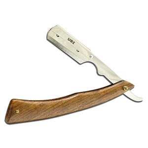Navaja de Afeitar Recta con Hojas Intercambiables UBI, Acero con Alto Contenido de Carbono, Mango de Madera, para Barbería Profesional y Cuidado Personal - Product Image 1