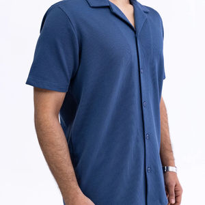 เสื้อเชิ้ตผ้าแจ็คการ์ดเก็บความร้อนสำหรับผู้ชายเสื้อเชิ้ตผ้าคอตตอนผ้าแจ็คการ์ดลำลองสีฟ้าระบายความร้อนสำหรับฤดูร้อนปรับแต่งได้ลายพิมพ์เป็นมิตรกับสิ่งแวดล้อมระบายอากาศ100% - Product Image 2