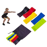Juego de Bandas de Resistencia de Látex, 5 Bandas para Ejercicios de Piernas y Glúteos, Entrenamiento de Fuerza, Yoga, Estiramiento, Fisioterapia, Bolsa de Transporte, 5 Resistencias