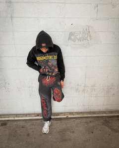 Nuevo chándal pantalones de chándal lavado con ácido francés Terry Zip up Dtg estampado personalizado Vintage lavado conjunto de sudaderas con capucha para hombre - Product Image 1