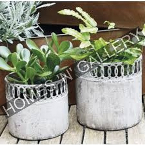 GALVANIZED <b>LARGE</b> RIBBED DOLLY <b>PLANT</b> METAL PLANTER VASE POTS HOLDER GARDEN and HOME DECORATION MANUFACTURE FLOWER DOLLY PLANTER - Product Image 3