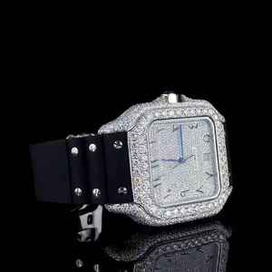 Nouvelle arrivée Montre mécanique analogique haut de gamme Demi-sertie de diamants en moissanite Style hip-hop luxueux Haute qualité Quartz arabe 20 mm - Product Image 3