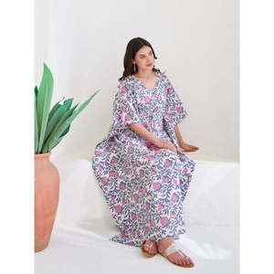 ชุดเดรสผ้าฝ้ายกัลบาห์ทรงสวยหรู ยาวคลุมเท้า ไซส์พลัส แขนพองฟู ฟรีไซส์ - Product Image 5