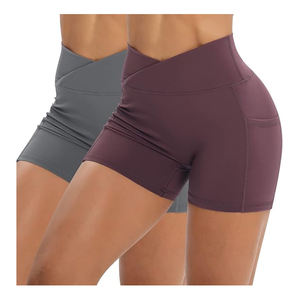 Pantalones cortos de Yoga de calidad premium, pantalones cortos deportivos de fitness de la mejor calidad, pantalones cortos de gimnasio de cintura para mujeres con bolsillo lateral, pantalones cortos de yoga - Product Image 4