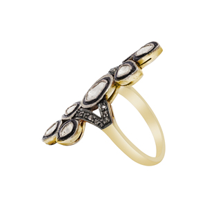 Meenakari — bague de travail en argent Sterling 925, diamant indien Antique, incrustation de diamant, pavé d'or, vente en gros, fournitures de bijoux - Product Image 3