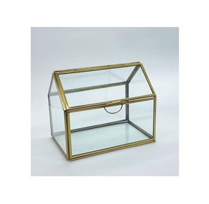 Joyero de latón y cristal antiguo personalizado, joyero de metal de diseño clásico, exportado al por mayor con embalaje de cartón - Product Image 1