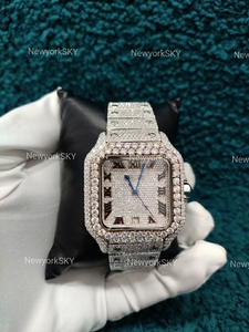 Branded Fully 40mm <b>Square</b> Iced Out VVS Moissanite Diamond Studded Hip Hop Bling Bust Automatic Mechanical Wrist Watch - Product Image 2