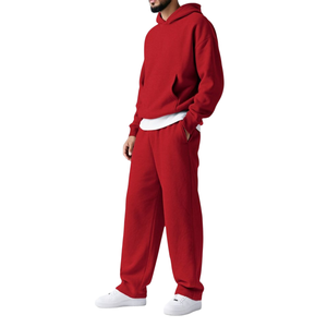 Conjunto Deportivo Casual de 2 Piezas para Hombre, Personalizado, de Alta Calidad, Poliéster/Algodón, Sudadera con Capucha Extra Grande, Pantalones Deportivos, Lavado Ácido, Color Sólido - Product Image 3