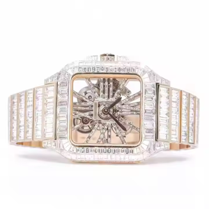 Montre en verre de quartz de haute qualité avec diamants en moissanite pour hommes, avec pierres VVS, bracelet en acier inoxydable, design intemporel de luxe - Product Image 6