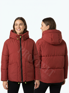 Veste matelassée à capuche unisexe, vert olive, nylon, doudoune d'hiver, fermeture éclair sur le devant, ourlet à cordon de serrage, décontractée, chaude, respirante, doudounes - Product Image 5