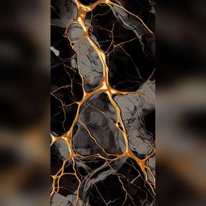 Carrelage mural et de sol en céramique émaillée haute brillance, effet Kintsugi noir et or, antidérapant, durable pour cuisines - Product Image 3