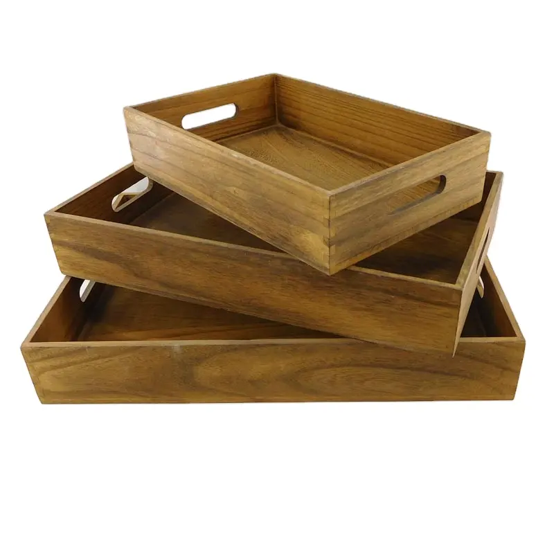 Modern Wooden Tray with engrave your brand name serving coffee tray manufacturing unit in india all materials