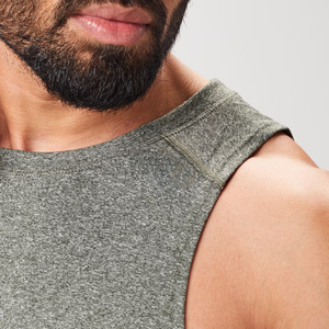 GYM Fitness Deep Round Neck Tank Top Algodón Hombres Deportes Tallas grandes Transpirable Racerback Tank Top para la venta - Product Image 5