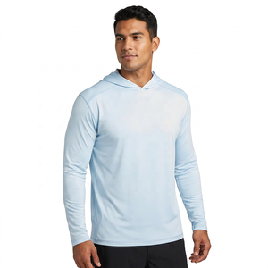 Sudadera con Capucha Azul Claro para Hombre, Manga Larga, Corte Regular, Tejido de Felpa, Poliéster Ecológico, Secado Rápido, Informal, para Primavera - Product Image 2