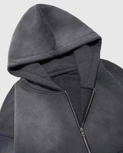 High Quality Winter Sweatsuit Casual Custom Manufacturer Acid Wash Zipper Hoodies Suits Two Piece Set Tracksuits - Product Image 4