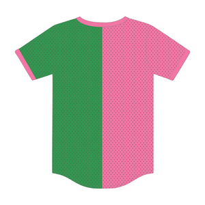 เสื้อเบสบอลลายทางสองสีสวยงามสำหรับสาวๆ ชุดนักเรียนหญิงสีชมพูและสีเขียว ชุดนักเรียนหญิงแบบกรีก - Product Image 2