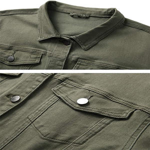 Wholesale Custom <b>Black</b> <b>Fleece</b> Denim Jacket for <b>Men</b> Windproof Warm for Outdoor Factory-Customized Casual Style Washed for Spring - Product Image 6