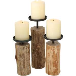 Bougeoir en métal et en bois de qualité supérieure avec insert en verre bougeoir à usage domestique - Product Image 6